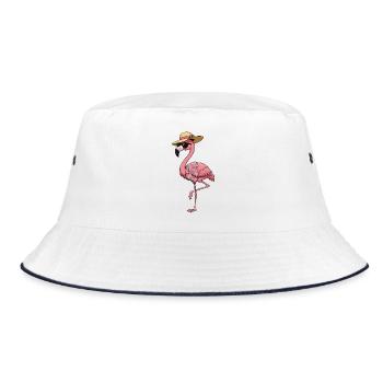 Hawaiian Flamingo Lounge - Bucket Hat - white/navy - Front