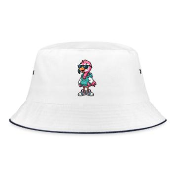 Cooler Flamingo - Bucket Hat - Weiß/Navy - Vorne