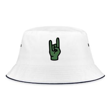 Pfadfinder Gruß Handzeichen Sommerlager - Bucket Hat - Weiß/Navy - Vorne