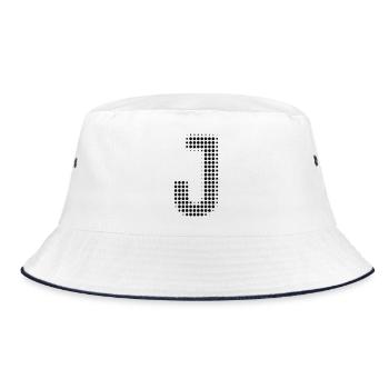 Letter J – Initial Design Dot Pattern - Bucket Hat - white/navy - Front