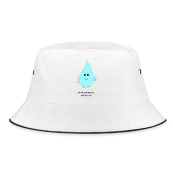Süßer Wassertropfen-Cartoon Nichts passiert ohne mich - Bucket Hat - Weiß/Navy - Vorne