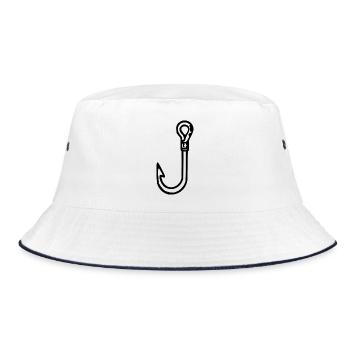 Angler Geschenk Angelhaken Symbol Angelsport Angel - Bucket Hat - Weiß/Navy - Vorne