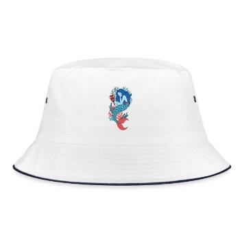 Greek Mermaid Amphora Sea Coral - Bucket Hat - white/navy - Front