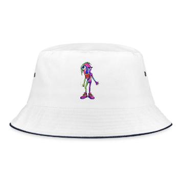 Colorful Abstract Smoker Character - Bucket Hat - white/navy - Front
