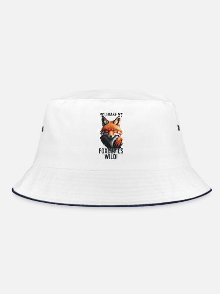 Fox Devils Wild – Fuchs Humor Design - Bucket Hat - Weiß/Navy