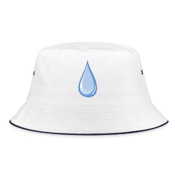 Blauer glänzender Wassertropfen - Bucket Hat - Weiß/Navy - Vorne