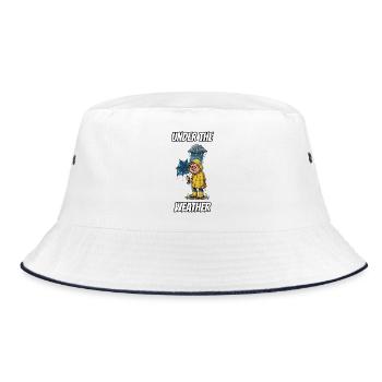 Under the Weather – Witzige buchstäbliche Idiom-Zeichentrickserie - Bucket Hat - Weiß/Navy - Vorne
