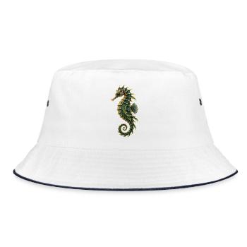 Botanische Seepferdchen-Rüstung - Bucket Hat - Weiß/Navy - Vorne