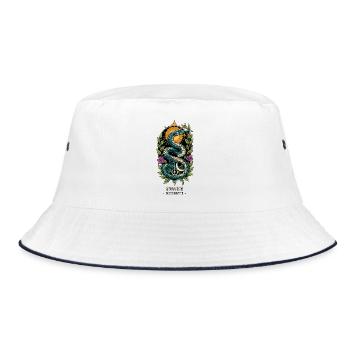 SCHLANGENTOTEM Wiedergeboren - Bucket Hat - Weiß/Navy - Vorne