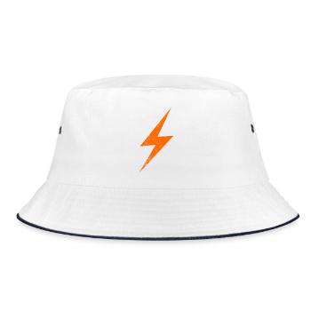 Oranger Blitz-Silhouette - Bucket Hat - Weiß/Navy - Vorne