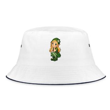 Grüne Elfenfreundin Illustration - Bucket Hat - Weiß/Navy - Vorne