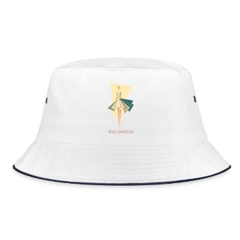 Style In Motion – Abstrakte Mode Illustration - Bucket Hat - Weiß/Navy - Vorne