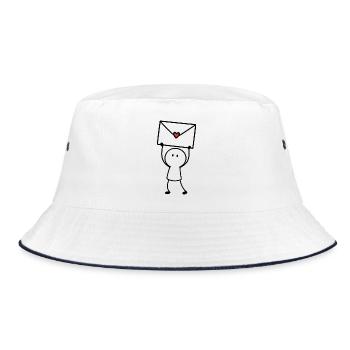 Brief mit Herz | Kleine Nachricht ohne Worte - Bucket Hat - Weiß/Navy - Vorne