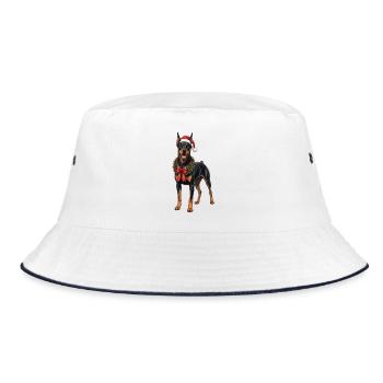 Dobermann Hund an Weihnachten  - Bucket Hat - Weiß/Navy - Vorne