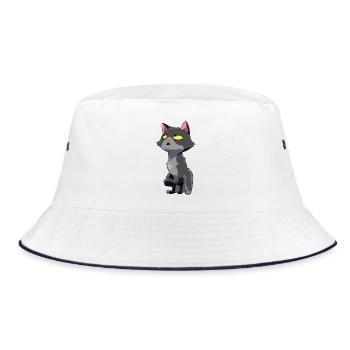Katze Augenrollen Humor - Bucket Hat - Weiß/Navy - Vorne