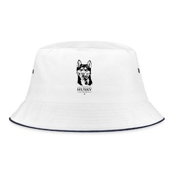Husky Mom Hunde Hund Schlittenhunde Wilsigns - Bucket Hat - Weiß/Navy - Vorne