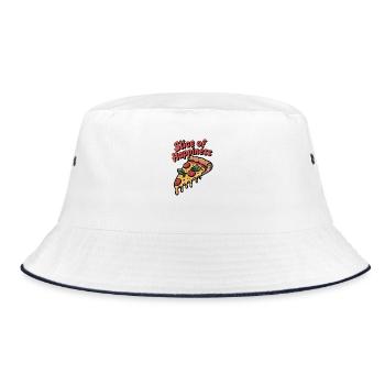 Slice of Happiness - Pizza - Bucket Hat - Weiß/Navy - Vorne