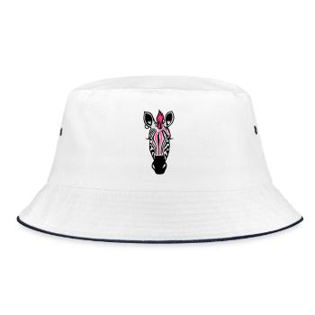 Zebra Punk with an earring - Bucket Hat - white/navy - Front