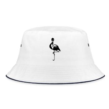 Flamingo pink rosa Vogel Sommer Tier Wasservogel - Bucket Hat - Weiß/Navy - Vorne