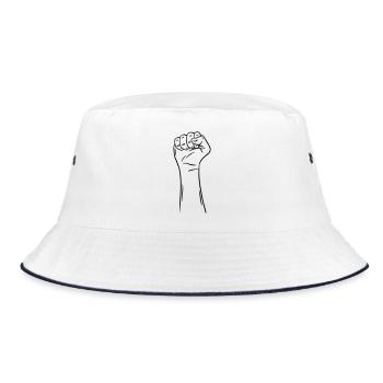 hand fist 2 / clenched fist / fight / protest - Bucket Hat - white/navy - Front