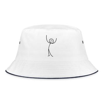 Strichmännchen - Bucket Hat - Weiß/Navy - Vorne
