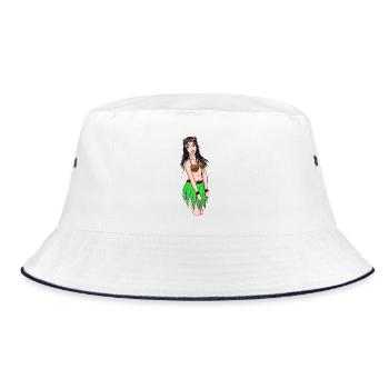 Hawaiian Mädchen Fantasy Sexy Girl Valentinstag - Bucket Hat - Weiß/Navy - Vorne