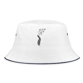 Large feather from which many birds fly - Bucket Hat - white/navy - Front