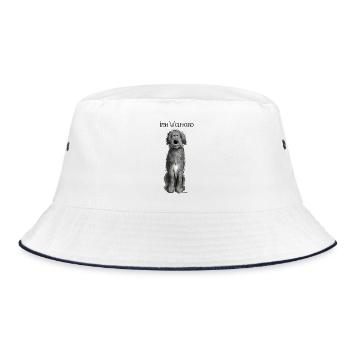 Funny Irish Wolfhound - comic - dog - cartoon - Bucket Hat - white/navy - Front