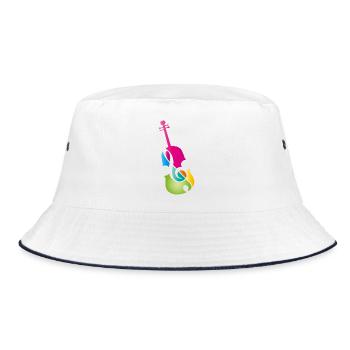 bunte stilisierte Violine mit Violinschlüssel - Bucket Hat - Weiß/Navy - Vorne