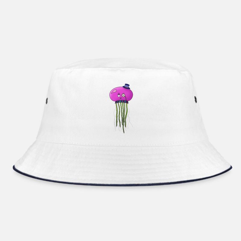 Fancy Jellyfish - Bucket Hat - white/navy