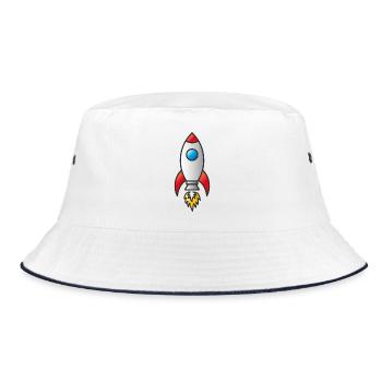 Rocket Burst Minimalist Icon Tee - Bucket Hat - Weiß/Navy - Vorne
