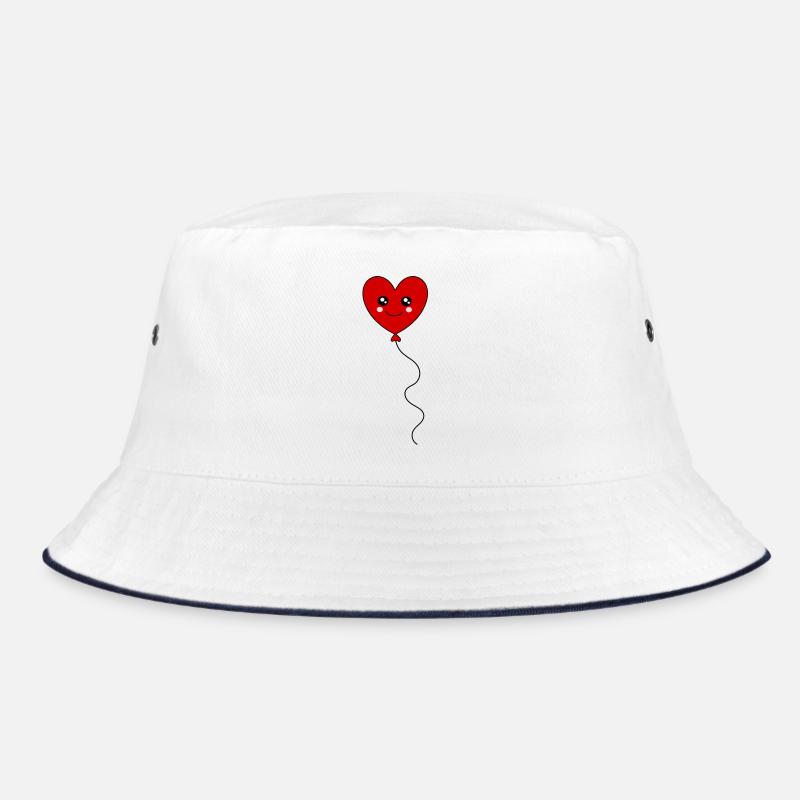 rotes Herz rot Herzen rot Herz - Bucket Hat - Weiß/Navy