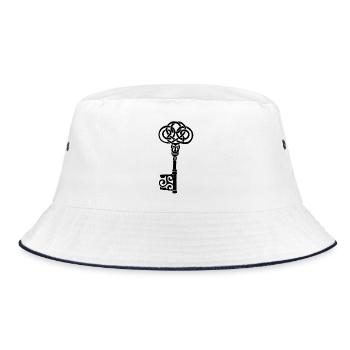Schwarzer keltischer Schlüssel - Bucket Hat - Weiß/Navy - Vorne