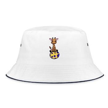 Giraffe Illustration – Kinderzimmer Safari Deko - Bucket Hat - Weiß/Navy - Vorne