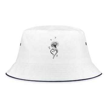 Löwenzahn Pusteblume mit Herz - Bucket Hat - Weiß/Navy - Vorne