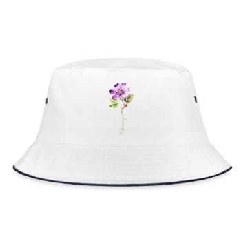 Detailed illustration of February Flower - Bucket Hat - white/navy - Front