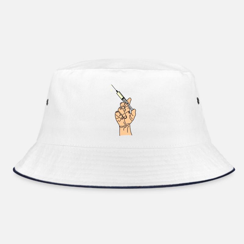 Hand mit Impfspritze 5 Bucket Hat