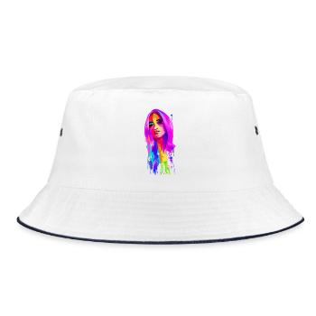 Lady 70's Retro - Bucket Hat - white/navy - Front