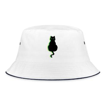 Neon Katze - Bucket Hat - Weiß/Navy - Vorne