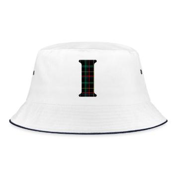 Monogram i Scottish tartan - Bucket Hat - white/navy - Front