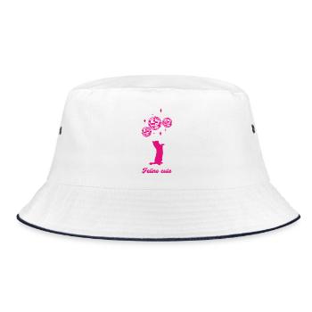 Cute feline - Bucket Hat - white/navy - Front