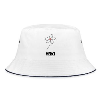 GELIEBTE. HERZ. MEISTER. VIELEN DANK. DANKE HERRIN. - Bucket Hat - Weiß/Navy - Vorne