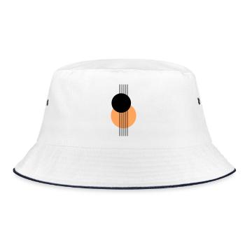 Abstract Geometric Design Orange Black - Bucket Hat - white/navy - Front