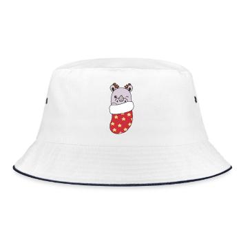 Cute rhinos in Christmas stocking for Christmas - Bucket Hat - white/navy - Front
