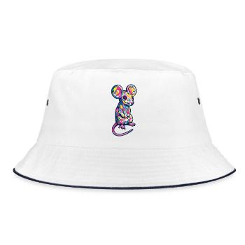 Mouse Art Colorful Rat - Bucket Hat - white/navy - Front