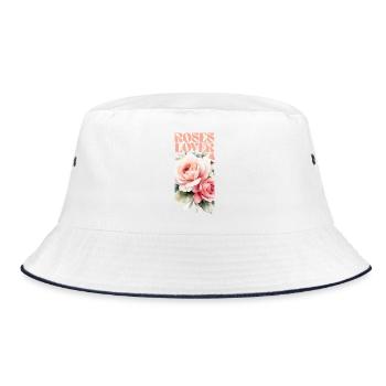Design floral élégant de rose pour l’habillement - Bob - blanc/marine - Devant