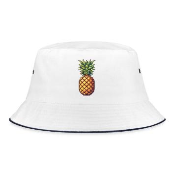 Pixel Ananas Rétro Pixel Art - Bob - blanc/marine - Devant