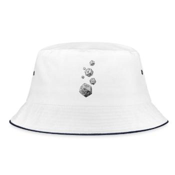 Schwarz-Weiß Rollenspielwürfel – Falling Dice - Bucket Hat - Weiß/Navy - Vorne