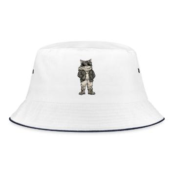 Cat Cool Winter - Bucket Hat - white/navy - Front
