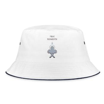 Jesus in der Krippe Frohe Weihnachten Text - Bucket Hat - Weiß/Navy - Vorne